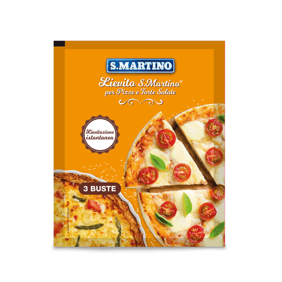 Levadura para pizza y quiche, sin gluten, 3 sobres x 16 g, S.Martino