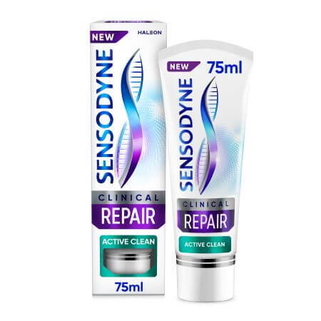 Pasta dentífrica para la sensibilidad dental Clinical Repair Active Clean, 75 ml, Sensodyne