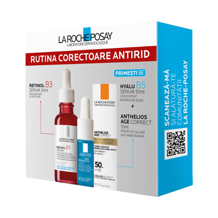 Pack Retinol B3 Serum 30ml + Anthelios Age Correct 15ml + Hyalu B5 Serum 10ml, La Roche Posay