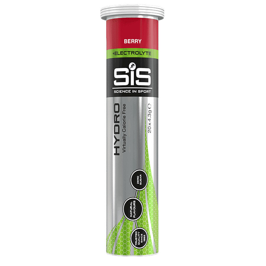 Effervescent tablets for hydration with red fruit flavor SIs Go Hydro, 20 tablets, Science In Sport