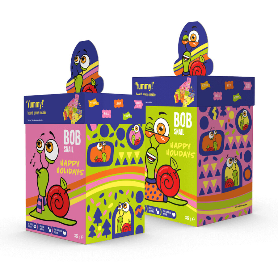 Caja de Navidad L con snacks naturales, un juguete y pegatinas, 382 g, Bob Snail