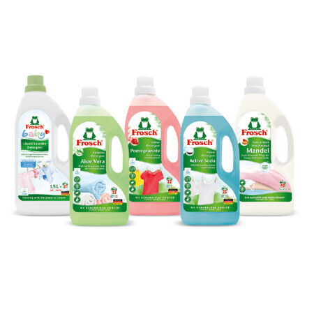 Pachet detergent de rufe cu ingrediente naturale, 5 x 1.5 litri, Frosch