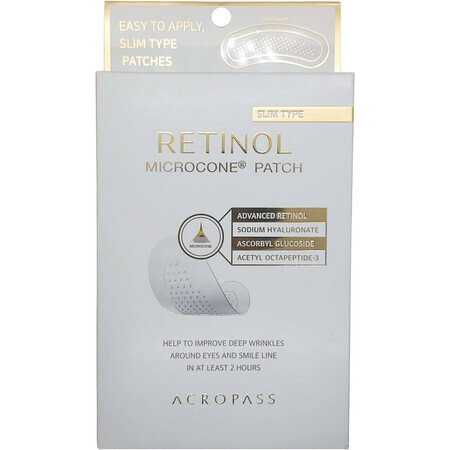 Patchs anti-rides avec Retinol Microcone Patch, 6 pièces, Acropass