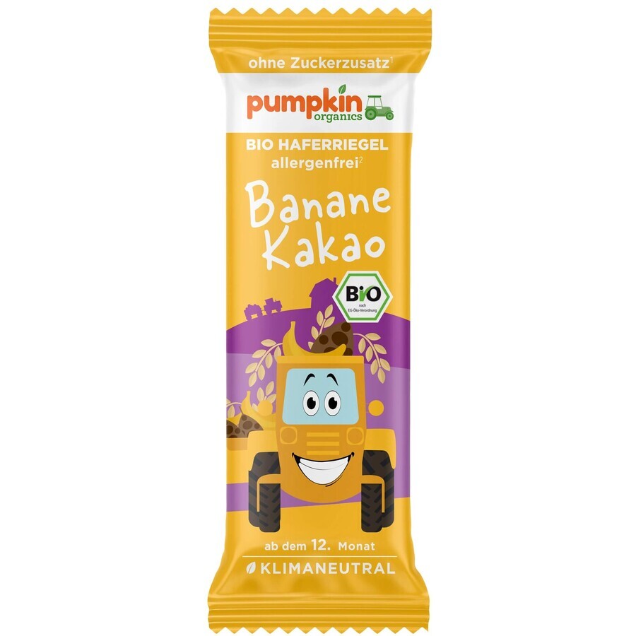 Barre d'avoine bio à la banane et au cacao, +12 mois, 20 g