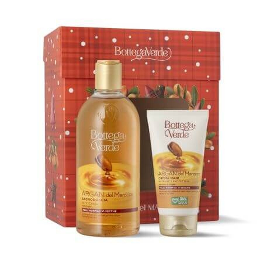 Coffret de Noël Gel douche à l'huile d'argan 400 ml + Crème pour les mains 75 ml Argan del Marocco, Bottega Verde