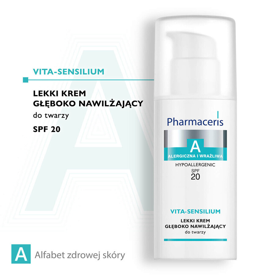 Pharmaceris A Vita-Sensilium Vita-Sensilium, crème légère pour le visage avec hydratation profonde, peaux allergiques et sensibles SPF 20, 50 ml + Hyaluro-Sensibio, sérum hydratant intensif, 4 ml gratuit