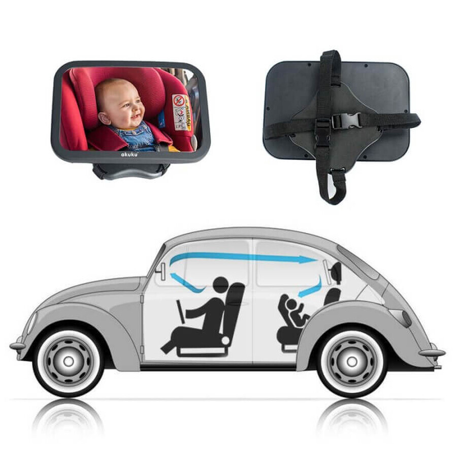 Ackuku, miroir réglable pour garder un œil sur votre enfant dans la voiture, 1 pc