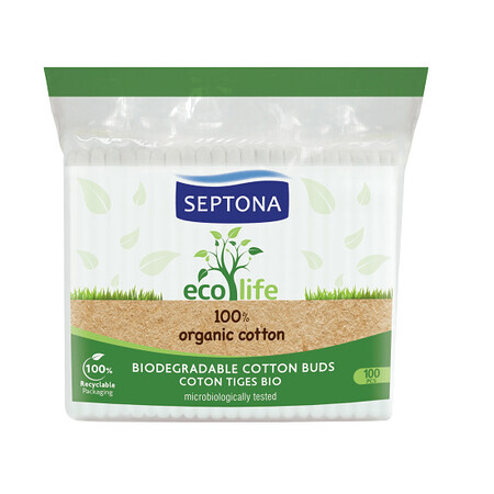 Coton-tiges biodégradables, Eco Life, 100 pièces, Septona