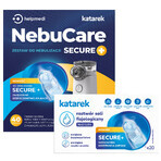 NebuCare Secure+, kit de nébulisation, nébuliseur à maille NE-M01L + sérum physiologique NaCl 0,9 %, 5 ml x 40 ampoules