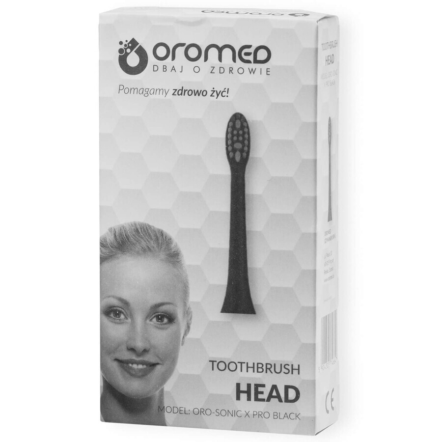 Oromed, embouts de remplacement pour brosse à dents Oro-Sonic X Pro, noir, 2 pièces