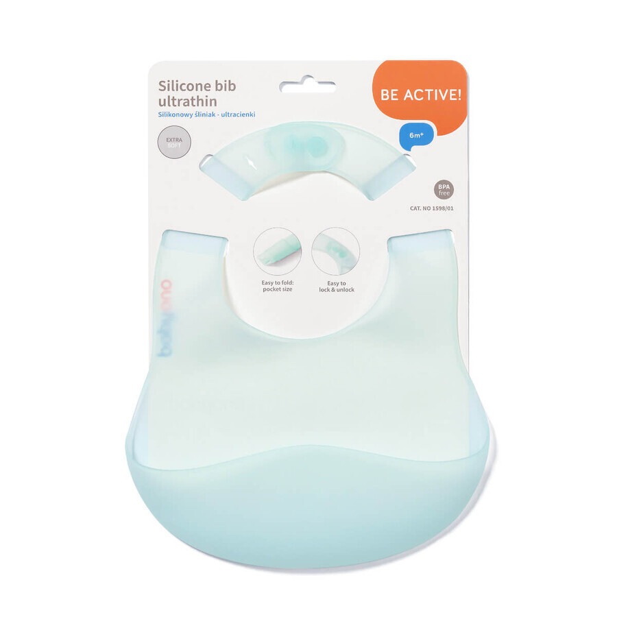 BabyOno, bavoir en silicone ultra-mince, turquoise, à partir de 6 mois, 1 pc