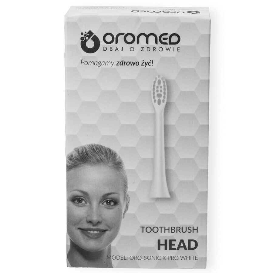 Oromed, embouts de remplacement pour brosse à dents Oro-Sonic X Pro, blanc, 2 pièces