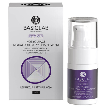 BasicLab Esteticus Eye and Eyelid Corrector Serum with 0.03% pure retinal retinal for night, 15 ml