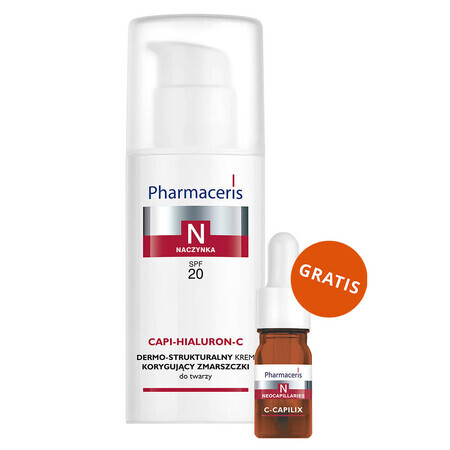 Pharmaceris N Capi-Hialuron-C, crème dermo-structurelle correctrice de rides, SPF 20, 50 ml + concentré de vitamine C 1200 mg, fortifiant et lissant, 5 ml gratuit