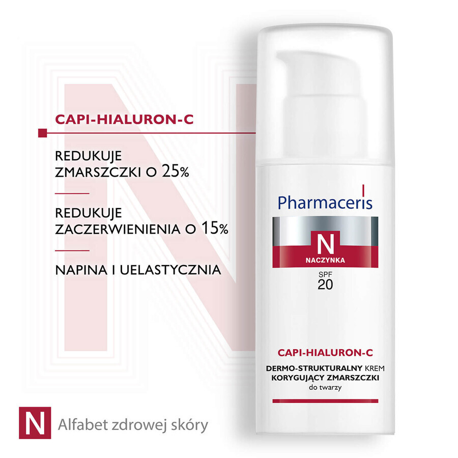 Pharmaceris N Capi-Hialuron-C, crème dermo-structurelle correctrice de rides, SPF 20, 50 ml + concentré de vitamine C 1200 mg, fortifiant et lissant, 5 ml gratuit