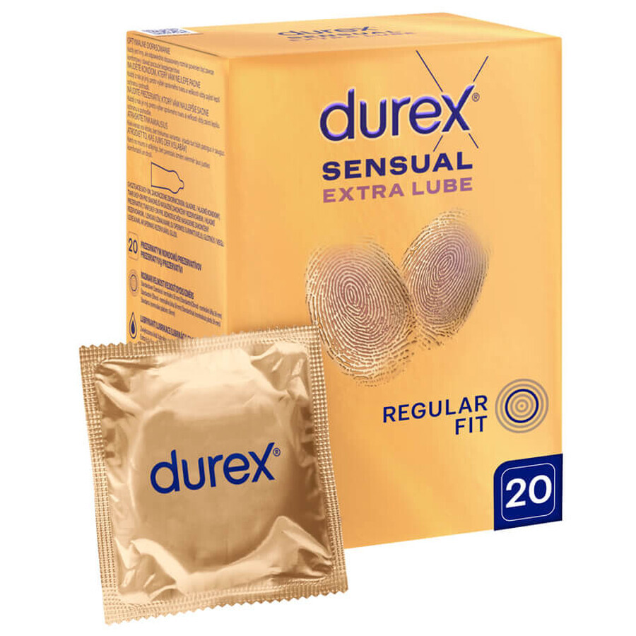 Durex Sensual Extra Lube, préservatifs extra lubrifiés, 20 pcs.