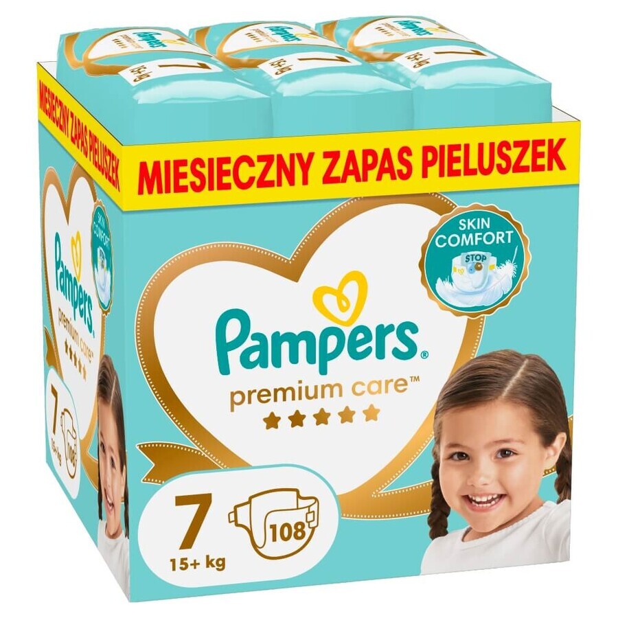 Pampers Premium Care, couches, taille 7, 15+ kg, 108 pcs