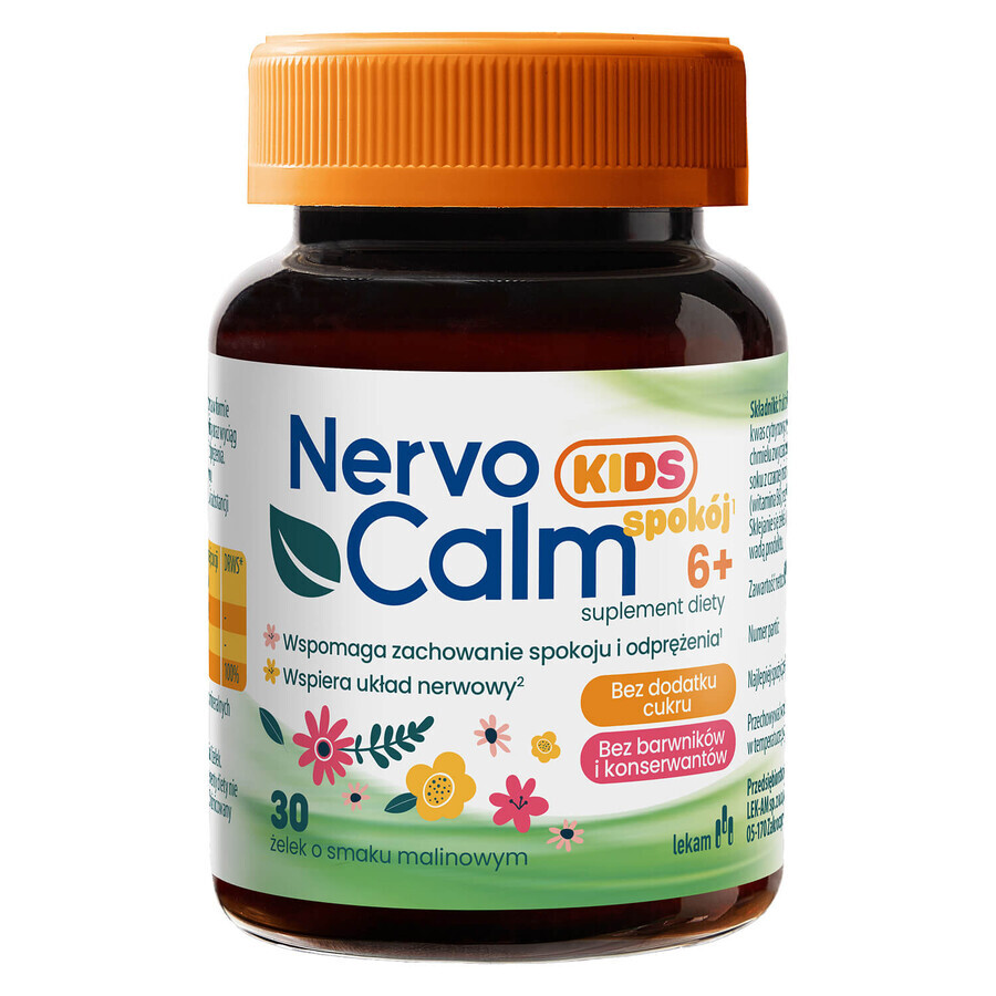 NervoCalm Kids Calm 6+, jelly beans, raspberry flavor, 30 pieces