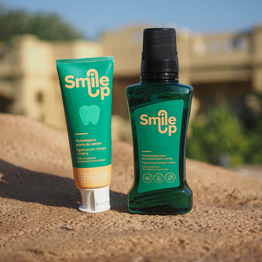 Kit SmileUp, dentifricio sbiancante, mango esotico con menta, 75 ml + collutorio rinfrescante, mango esotico con menta, 250 ml