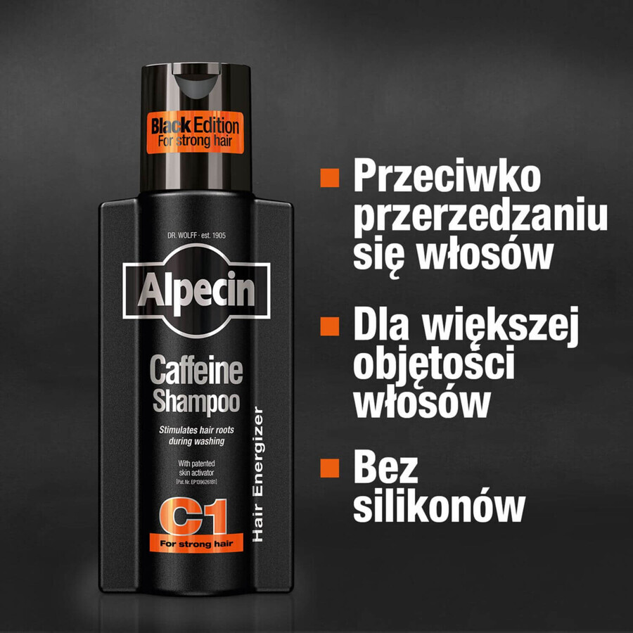 Alpecin C1 Caffeine Black Edition, hair growth stimulating shampoo, 250 ml