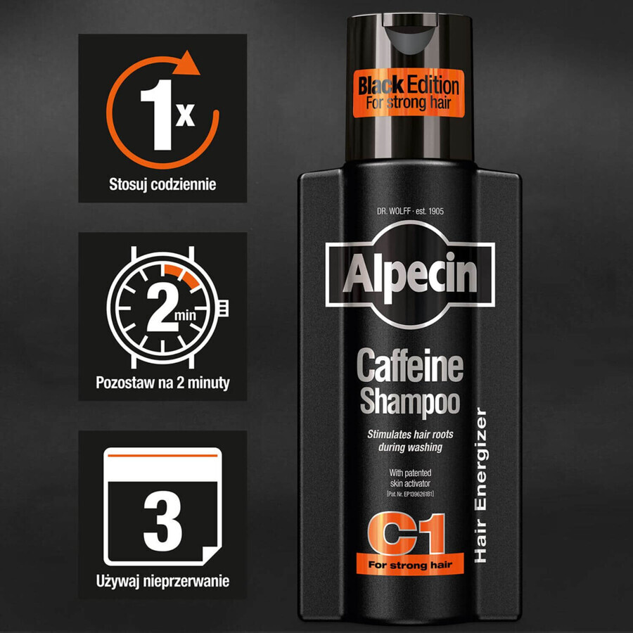 Alpecin C1 Caffeine Black Edition, hair growth stimulating shampoo, 250 ml