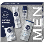 Kit Nivea Men Silver Protect, mousse à raser 200 ml + baume après-rasage 100 ml + gel douche 250 ml + roll-on anti-transpirant 50 ml