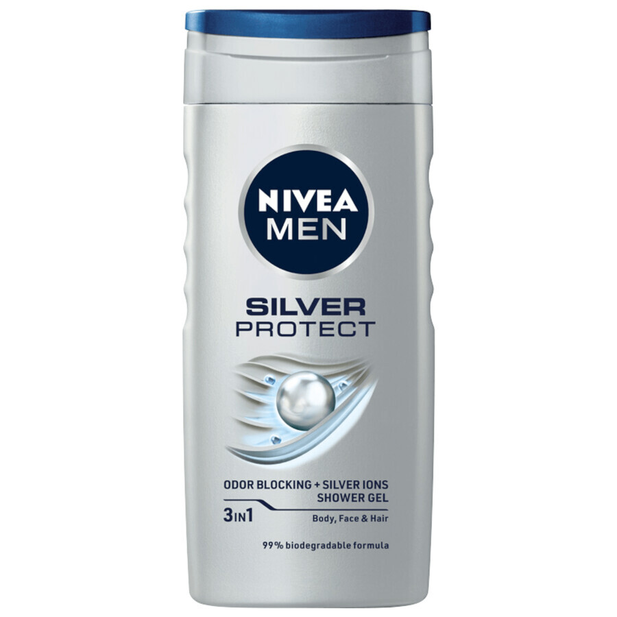 Kit Nivea Men Silver Protect, mousse à raser 200 ml + baume après-rasage 100 ml + gel douche 250 ml + roll-on anti-transpirant 50 ml