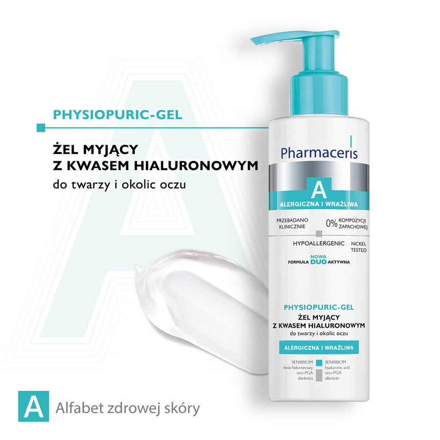 Pharmaceris A Physiopuric-Gel, gel lavant à l'acide hyaluronique, 190 ml + Hyaluro-Sensibio, sérum hydratant intensif, 4 ml gratuit