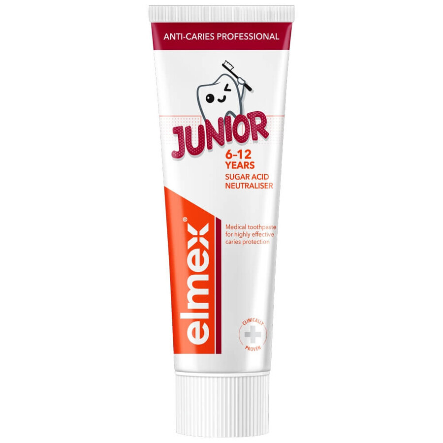 Elmex Anti-Caries Professional Junior, dentifrice pour enfants, 6-12 ans, 75 ml