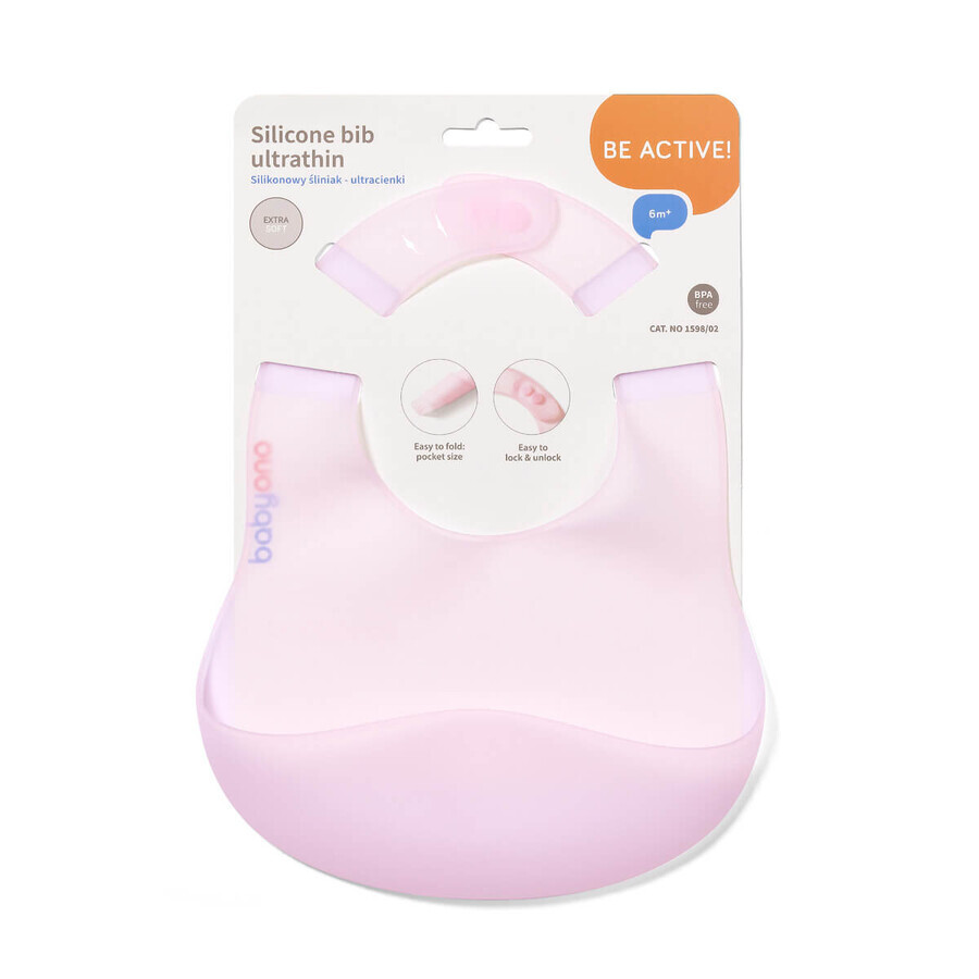 BabyOno, bavoir en silicone ultra-mince, rose, à partir de 6 mois, 1 pc