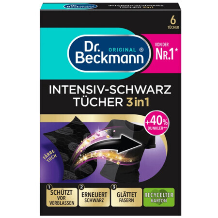 Dr. Beckmann, color fixing wipes to help remove dirt for dark fabrics 3in1, 40 pieces