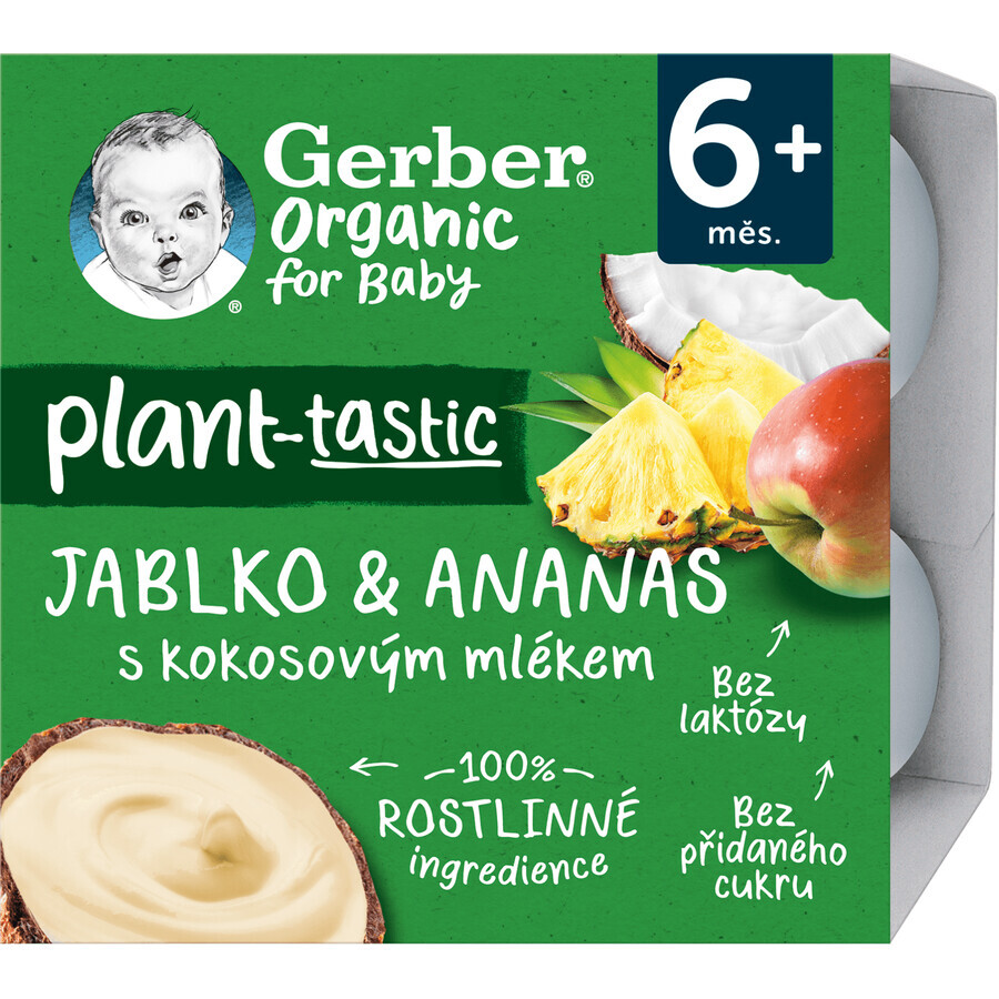 Gerber Bio 100% plantaardig appel en ananas dessert met kokosmelk stuk 4 x 90 g