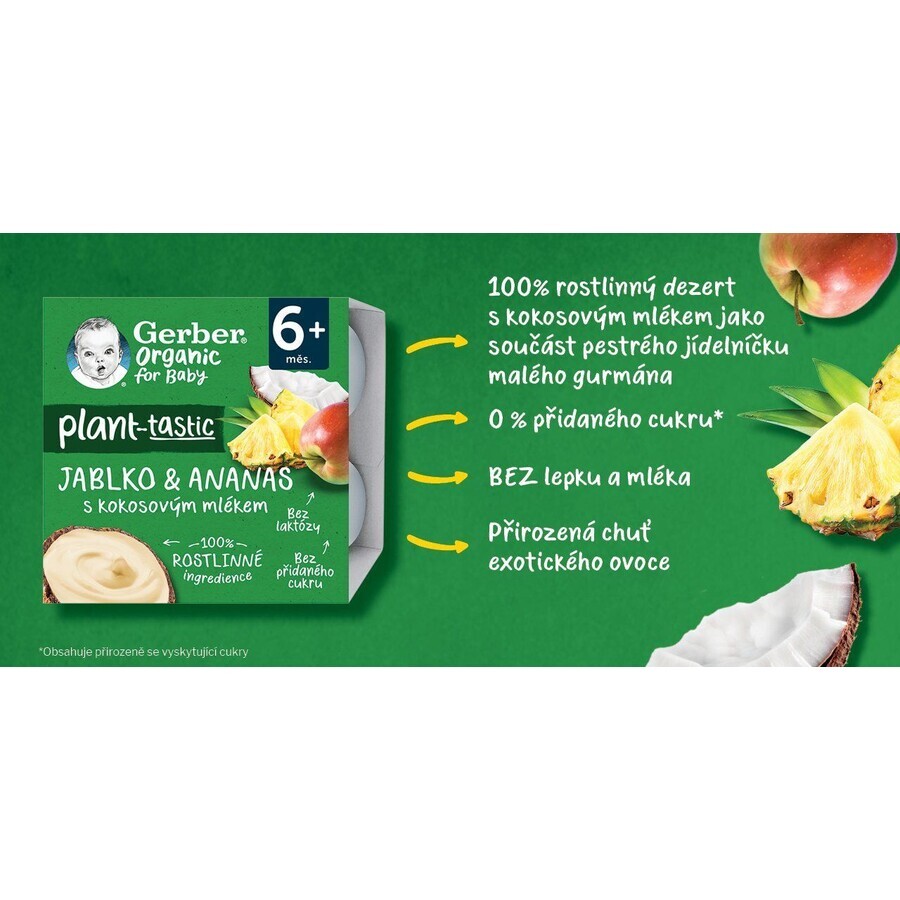 Gerber Bio 100% plantaardig appel en ananas dessert met kokosmelk stuk 4 x 90 g