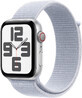 Apple Watch SE (2024) Cellulaire 40 mm, argent aluminium avec bracelet changeant bleu nuage