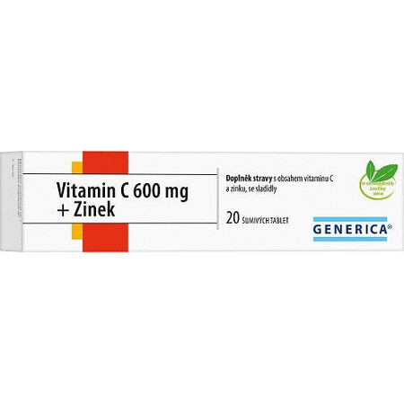 Generica Vitamine C 600 mg + Zinc 20 comprimés effervescents