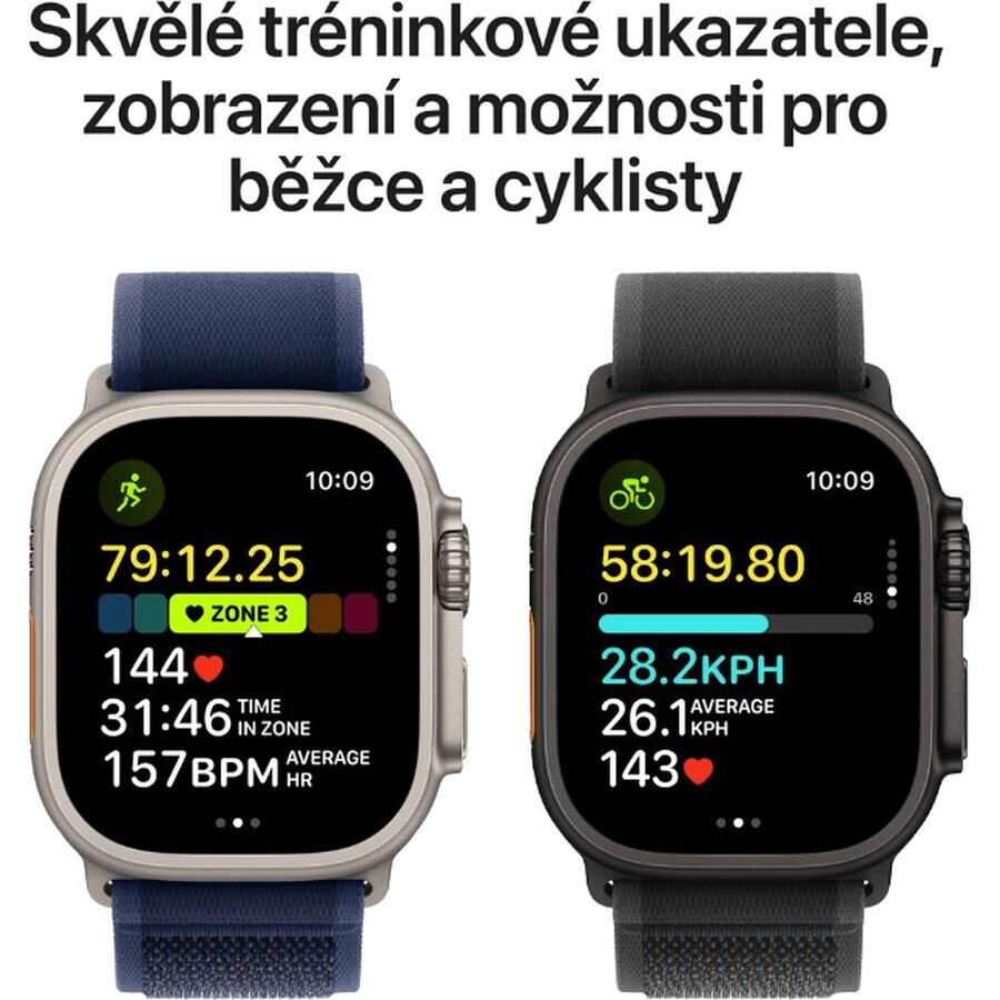 Apple Watch Ultra 2 (2024) 49 mm, titane naturel avec Alpine M jaune-brun