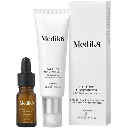 Medik8 Balance Moisturiser&Glycolic Acid Activator - Crème de prévention de l'acné 50 ml + 10 ml 2 pcs