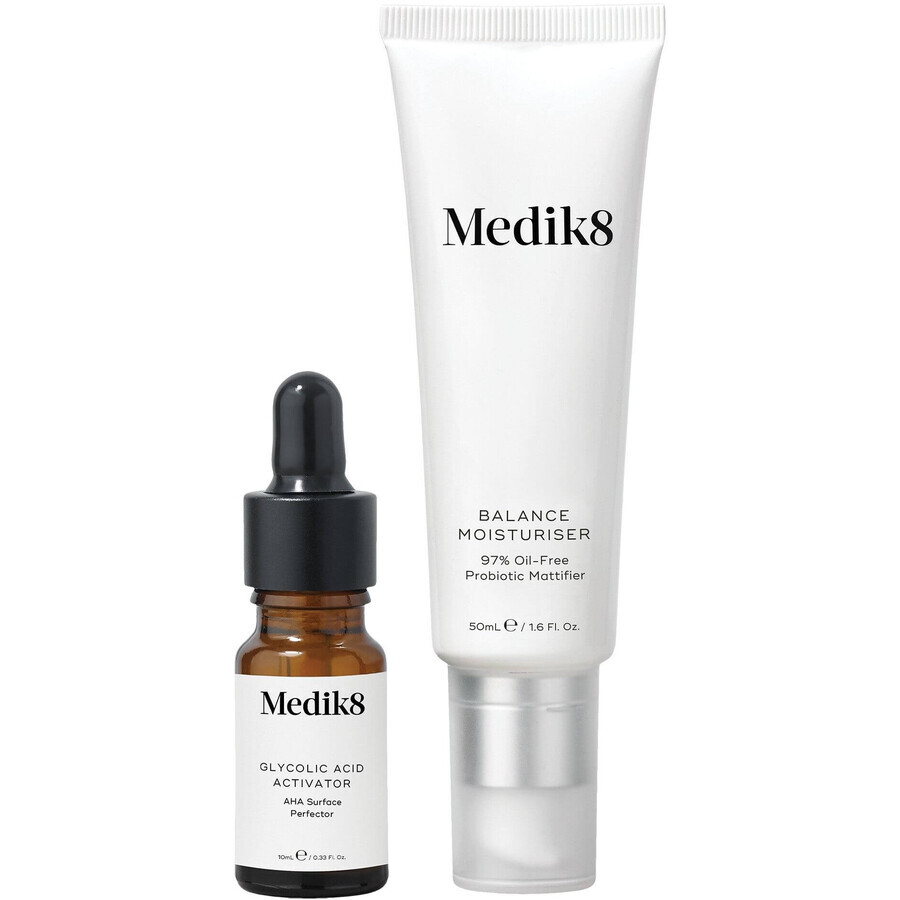 Medik8 Balance Moisturiser&Glycolic Acid Activator - Crème de prévention de l'acné 50 ml + 10 ml 2 pcs