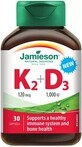 Jamieson Vitamine K2+D3 120 mcg+1000 IU 30 g&#233;lules