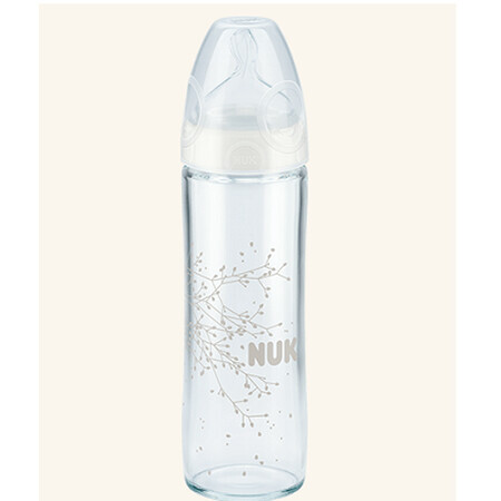 Biberon en verre avec tétine en silicone New Classic, 0-6 mois, 240 ml, Nuk