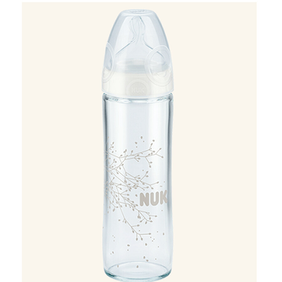 Biberon en verre avec tétine en silicone New Classic, 0-6 mois, 240 ml, Nuk