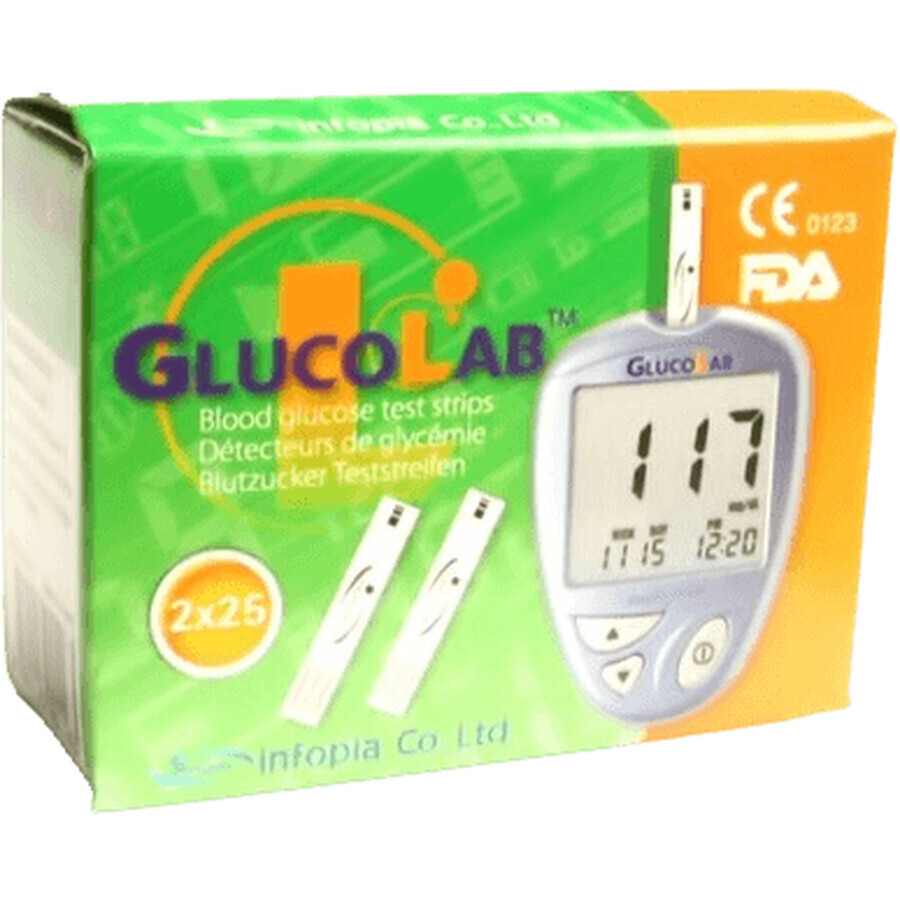 GlucoLab Bandelettes de test de glucose pour glucomètre 50 pcs