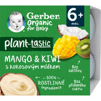 Gerber Organic 100% végétal dessert à la mangue et au kiwi au lait de coco 4 x 90 g