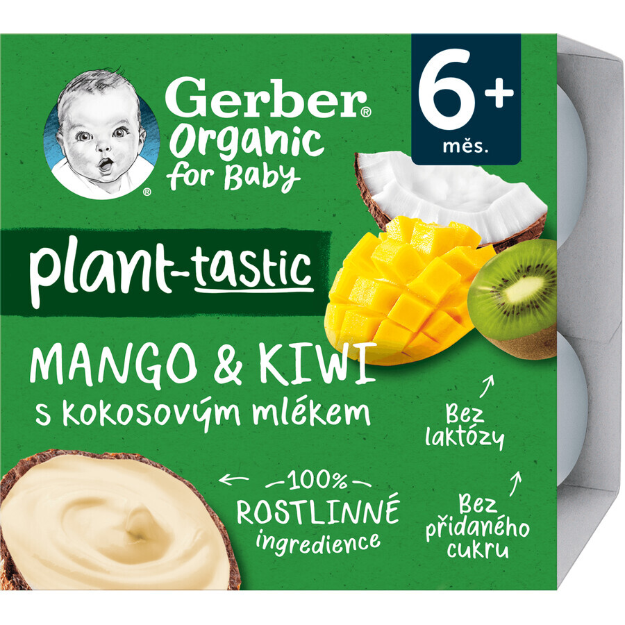 Gerber Organic 100% végétal dessert à la mangue et au kiwi au lait de coco 4 x 90 g