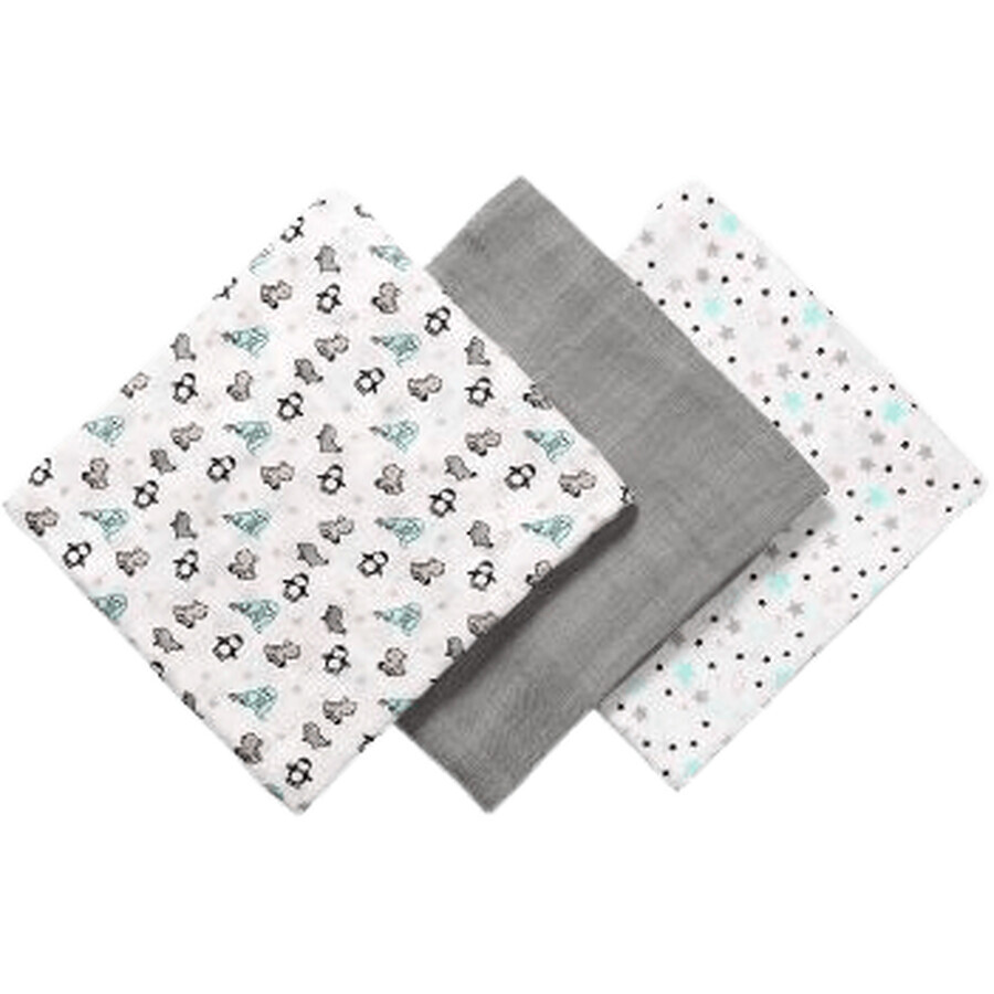 BabyOno Couches en bambou gris 3 pièces