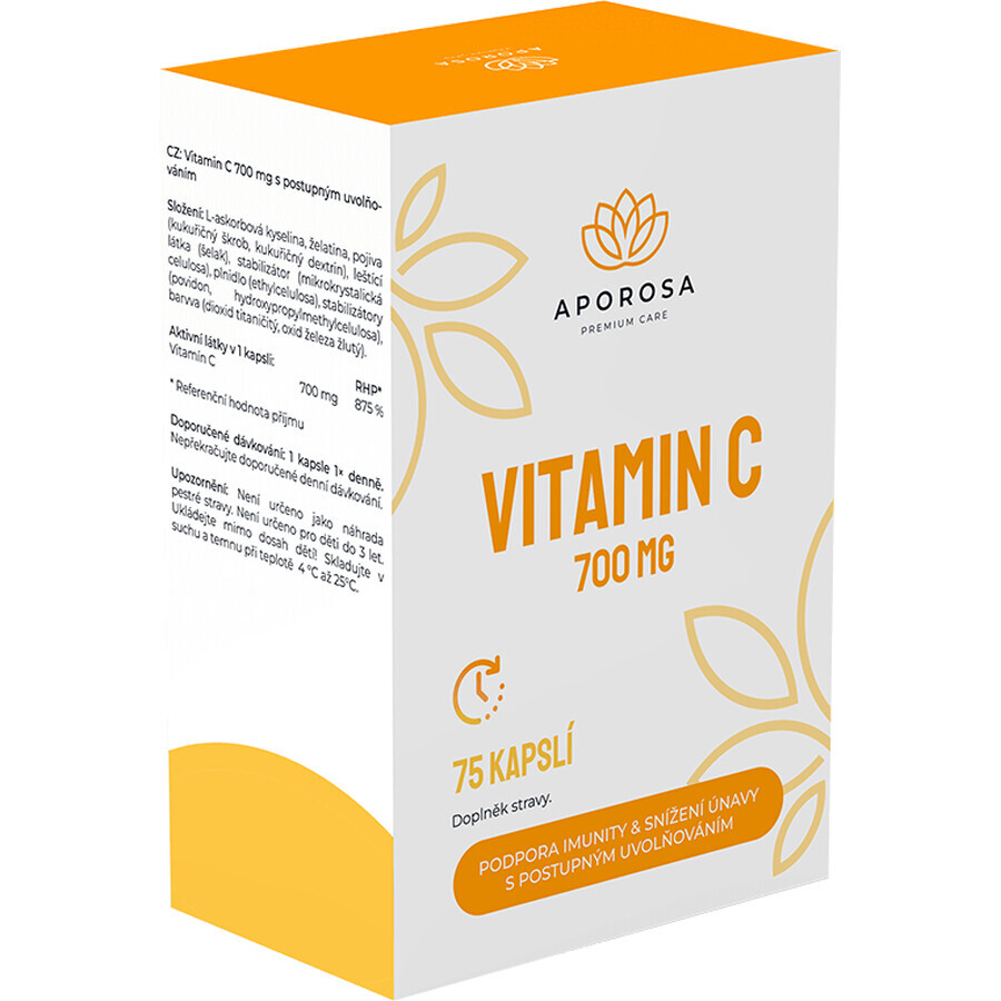 Aporosa Vitamine C 700 mg à libération progressive 75 gélules