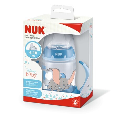 PP Flasche 150 ml mit Nippel + Silikonsauger 6-18 Monate, First Choice Disney Dumbo, Nuk