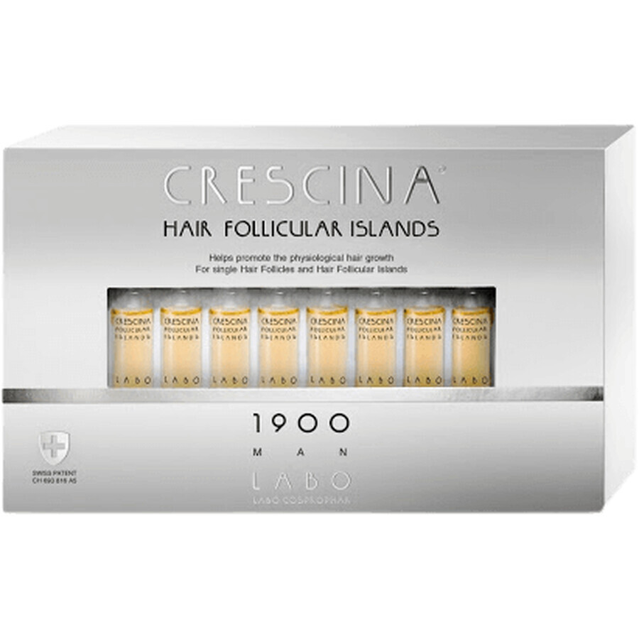 Crescina ampoules pour la perte de cheveux chez l'homme, stade moyen, 20 ampoules