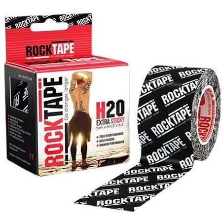 Bande kinésiologique RockTape H2O, logo noir 5 m