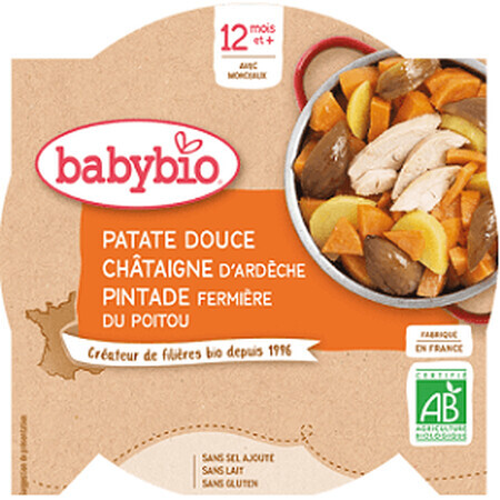 Menu Babybio patates douces avec purée de châtaignes et perles du fermier 230 g